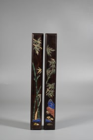 A PAIR OF ROSEWOOD 'HUNDRED-TREASURES' PAPERWEIGHTS