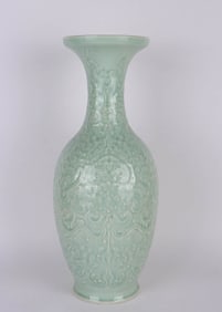 A PALE CENLADON-GLAZED 'FLORAL'VASE