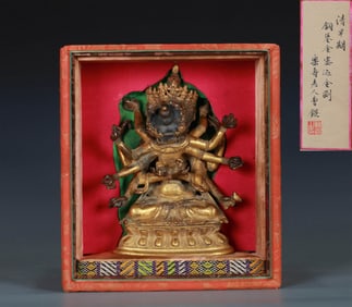 A COPPER GILDED BUDDHA STATUE