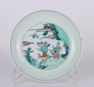 A DOUCAI 'FIGURE' DISH