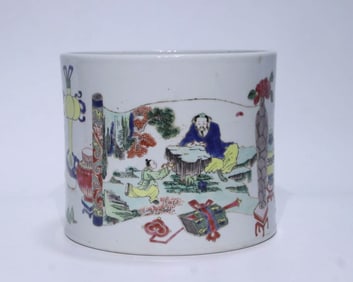 A WUCAI BRUSHPOT