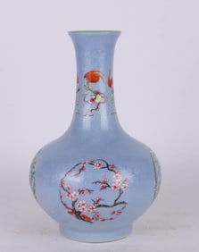 A BLUE-GROUND FAMILLE-ROSE 'FLORAL'VASE