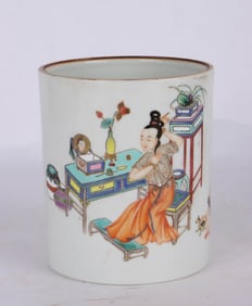 A FAMILLE-ROSE 'LADY' BRUSHPOT