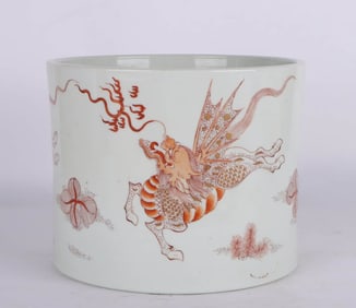 AN IRON-RED 'SHOU' BRUSHPOT