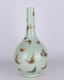 A CELADON-GLAZED 'BUTTERFLIES' VASE