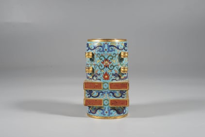 A CLOISONNé 'DRAGONS' INCENSE TUBE