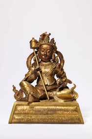 A GILT-BRONZE YELLOW JAMBHALA