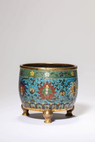 A CLOISONNé ENAMEL 'INTERLOCKING LOTUS' CENSER