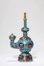 A CLOISONNé ENAMEL 'INTERLOCKING LOTUS' BANGA VESSEL