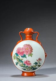 AN IRON-RED 'FLORAL' MOONFLASK