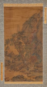 QIU YING, ATTRIBUTED TO, LANDSCAPE WITH FIGURES