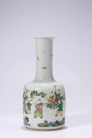 A FAMILLE ROSE 'CHILDREN AT PLAY' ROULEAU VASE