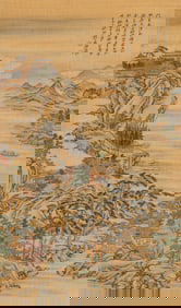 ZHANG DAQIAN (1899-1983), ATTRIBUTED TO, LANDSCAPE WITH FIGURES