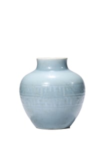 A SKY-BLUE-GLAZED JAR