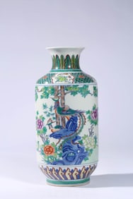 A DOUCAI 'FLOWER AND BIRD' LANTERN SHAPED VASE