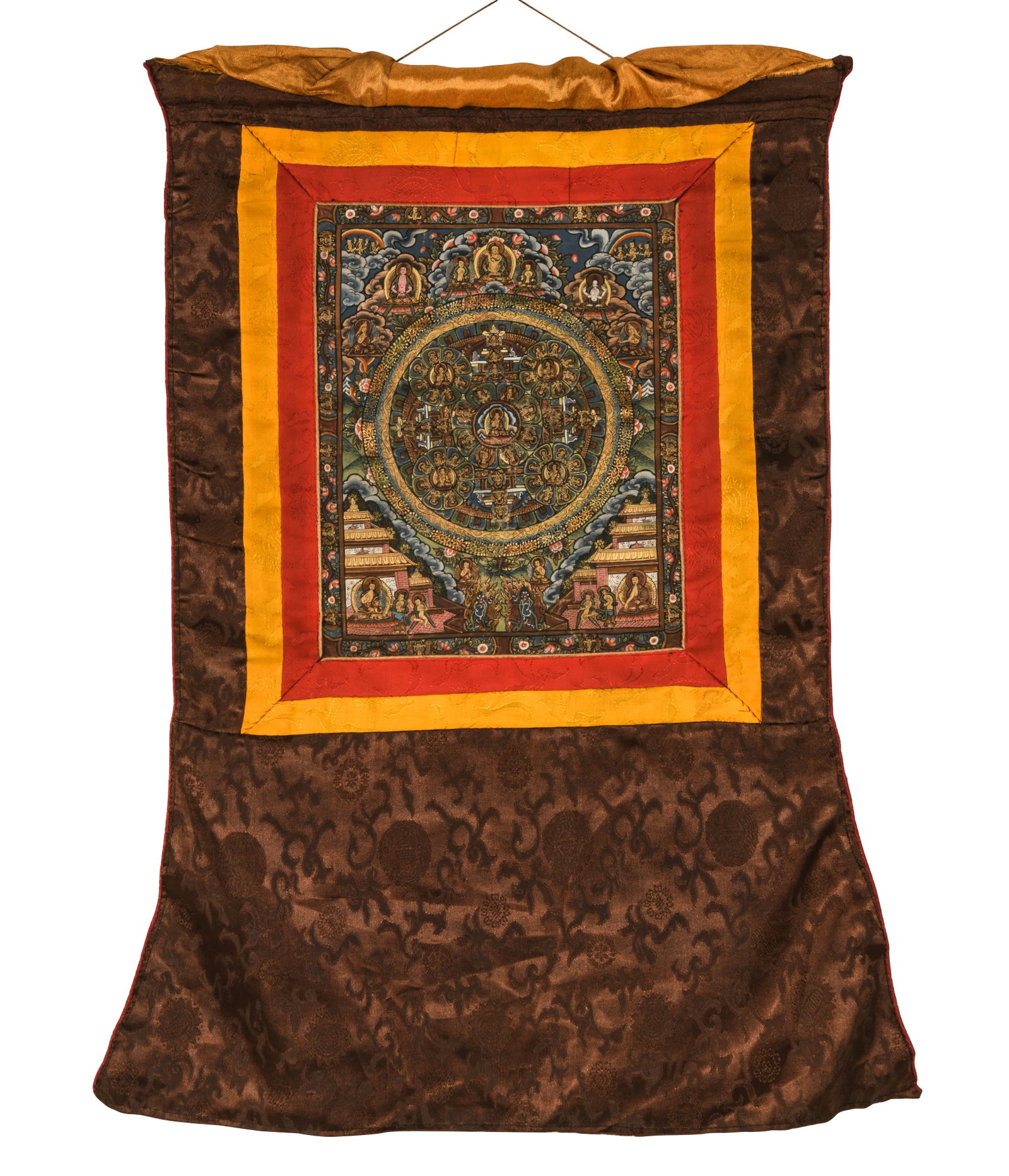 THANGKA: THANGKA Dimensions: Length: 26.5 cm (10.43 in.), Width: 21 cm (8.27 in.). All measurements are approximate. Any condition statement is given as a courtesy to a client, is only an opinion and should no
