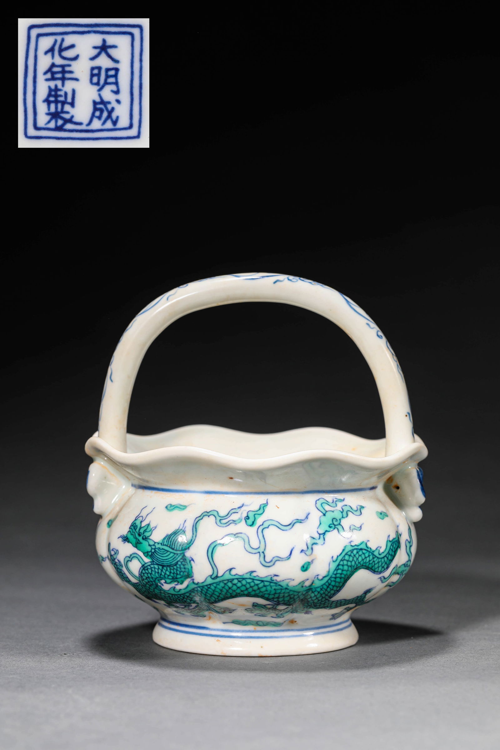 A DOUCAI 'CLOUDS AND DRAGON' FLOWER HOLDER (1 of 6)