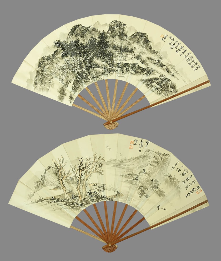 HUANG BINHONG (1865-1955), DAN SHAN (ACTIVE 20TH C.), ATTRIBUTED TO, LANDSCAPE (1 of 9)