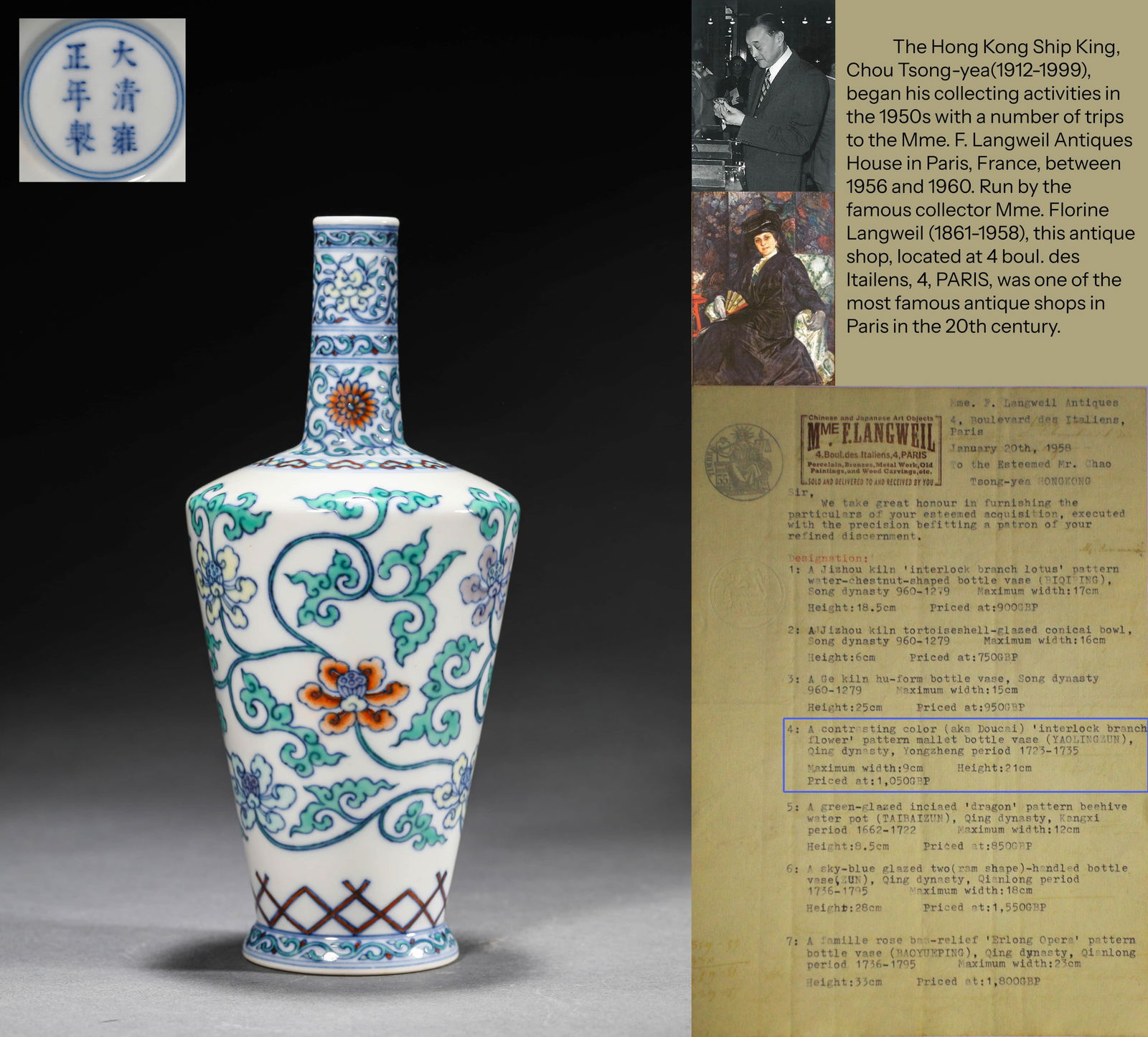 A DOUCAI 'INTERLOCKING FLOWERS' BELL-SHAPED VASE (1 of 8)