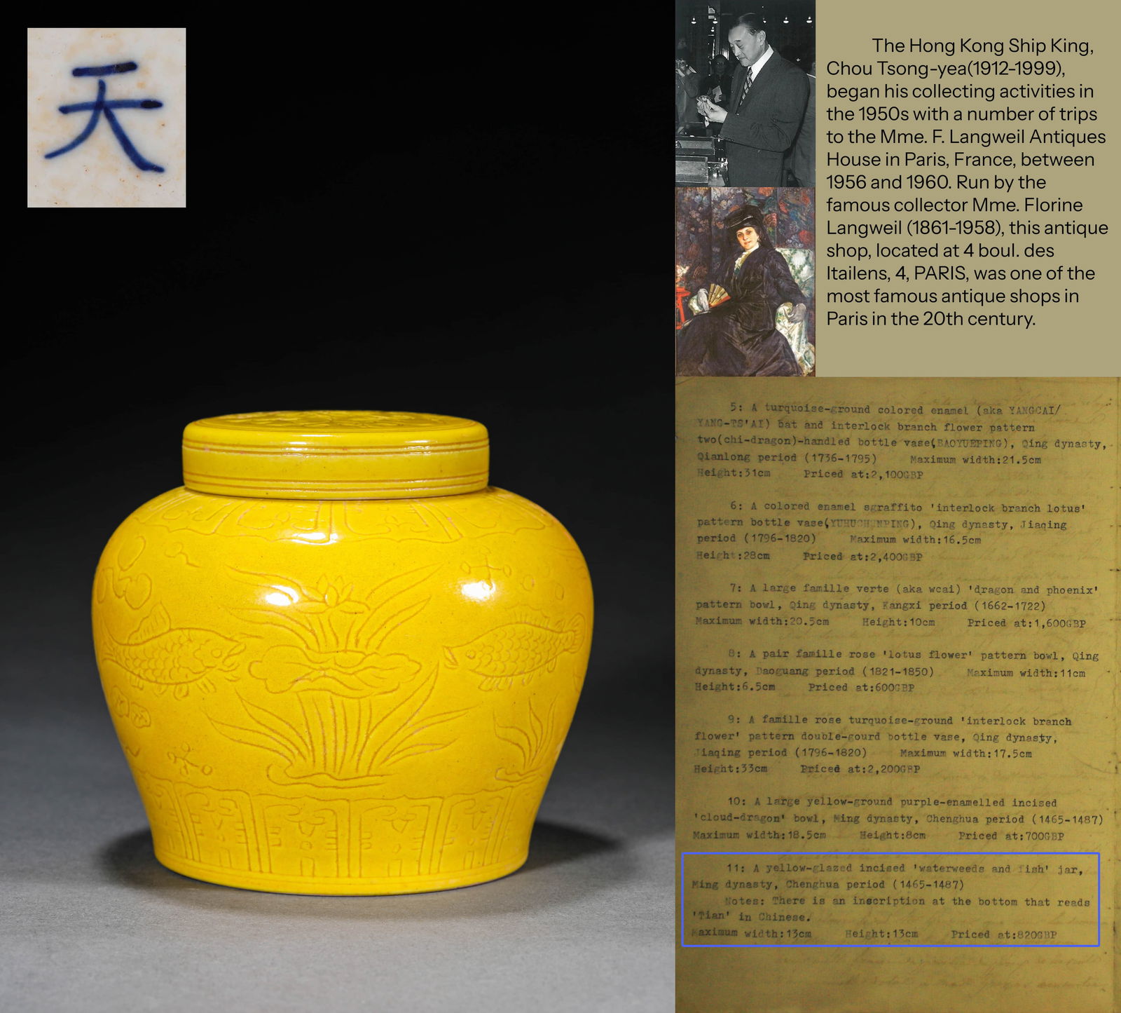 A YELLOW-GLAZED INCISED 'FISH AND ALGAE'  JAR (1 of 10)