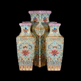 AN ENAMEL 'INTERLOCKING FLOWERS' VASE