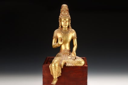 A GILT BRONZE BUDDHA STATUE