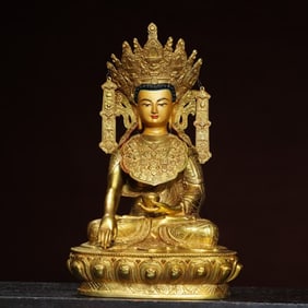 A POLYCHROME 'ENLIGHTENED BUDDHA' STATUE