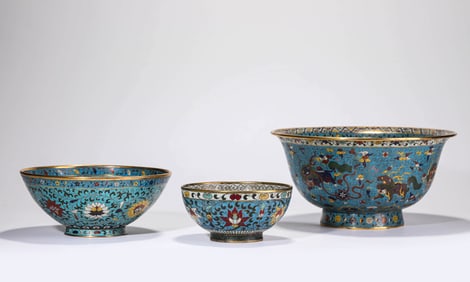 A GROUP OF CLOISONNé ENAMEL BOWLS