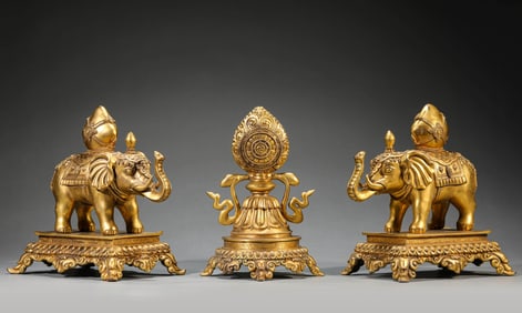 A GROUP OF GILT-BRONZE RITUAL OBJECTS