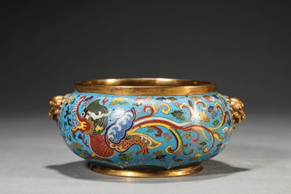 A CLOISONNé ENAMEL 'BEAST' CENSER