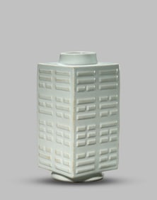 A WHITE-GLAZED CONG-FORM VASE