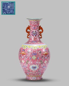 A FAMILLE-ROSE 'PASSIONFLOWER' VASE