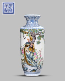 A FAMILLE-ROSE 'BIRDS AND FLOWERS' VASE