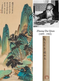 ZHANG DAQIAN (1899-1983), ATTRIBUTED TO, LANDSCAPE WITH FIGURES