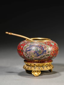 A CLOISONNé ENAMEL 'RESERVED PANEL DRAGON' WATER DROPPER