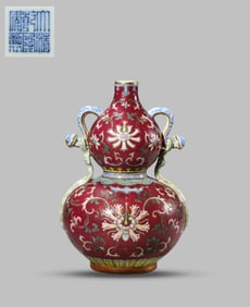 A RUBY-RED-GROUND FAMILLE VASE