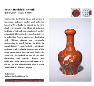 A CORAL-RED GROUND 'FLOWERS AND BIRDS' GARLIC-HEAD SHAPED VASE
