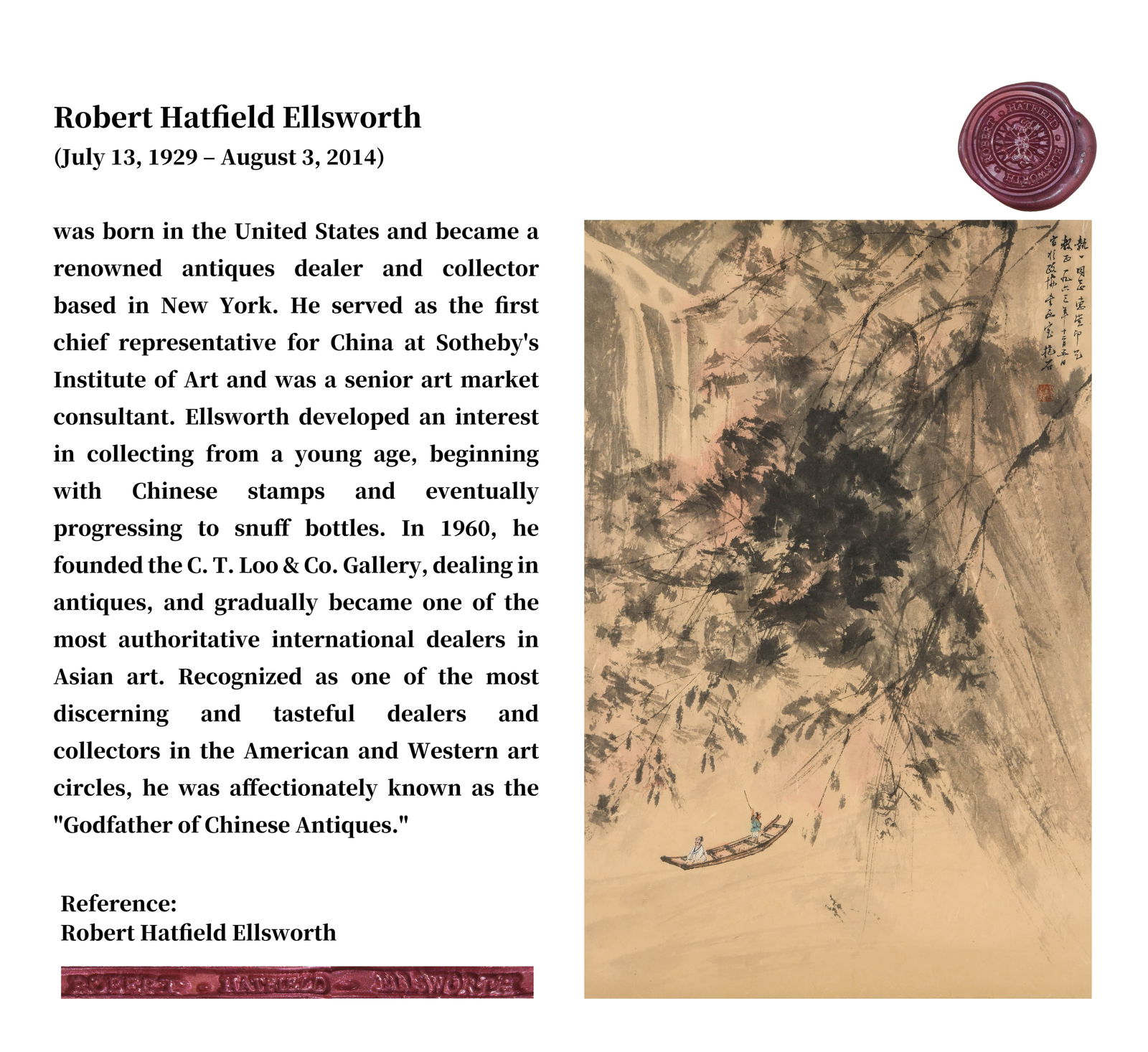 FU BAOSHI (1904-1965), ATTRIBUTED TO, BOATING SCENE: FU BAOSHI (1904-1965), ATTRIBUTED TO, BOATING SCENE Dimensions: Length: 68 cm (26.8 in.), Width: 44 cm (17.3 in.). All measurements are approximate. Any condition statement is given as a courtesy to a