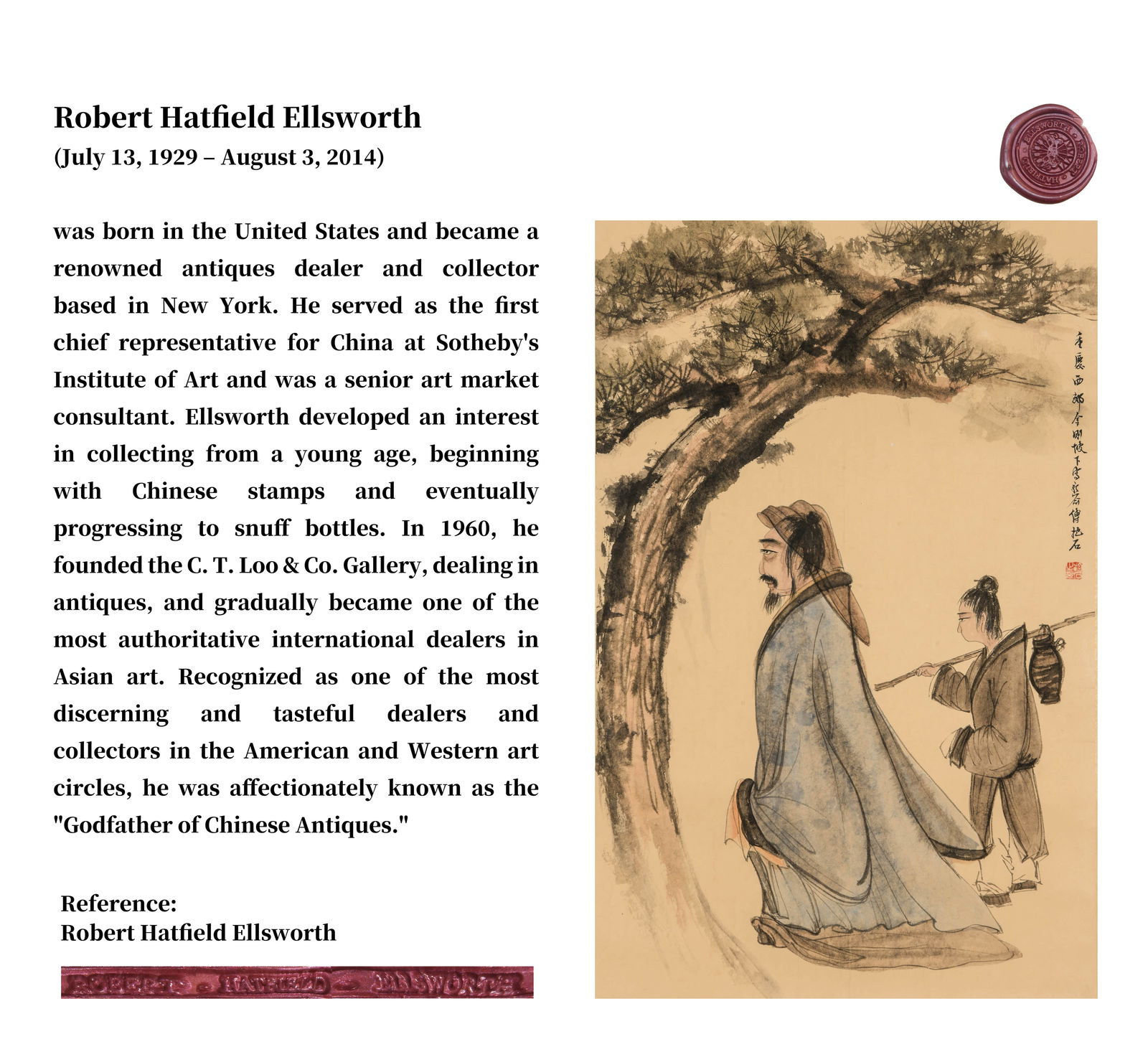 FU BAOSHI (1904-1965), ATTRIBUTED TO, NOBLE SCHOLAR UNDER PINE: FU BAOSHI (1904-1965), ATTRIBUTED TO, NOBLE SCHOLAR UNDER PINE Dimensions: Length: 69 cm (27.2 in.), Width: 44 cm (17.3 in.). All measurements are approximate. Any condition statement is given as a co
