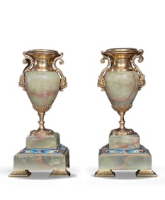 A SET OF CLOISONNÉ CANDLESTICKS