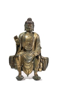 A GILT-BRONZE FIGURE OF SEATED AVALOKITESVARA