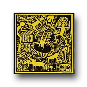 KEITH HARING (1958-1990), ATTRIBUTED TO, ACRYLIC ON CANVAS