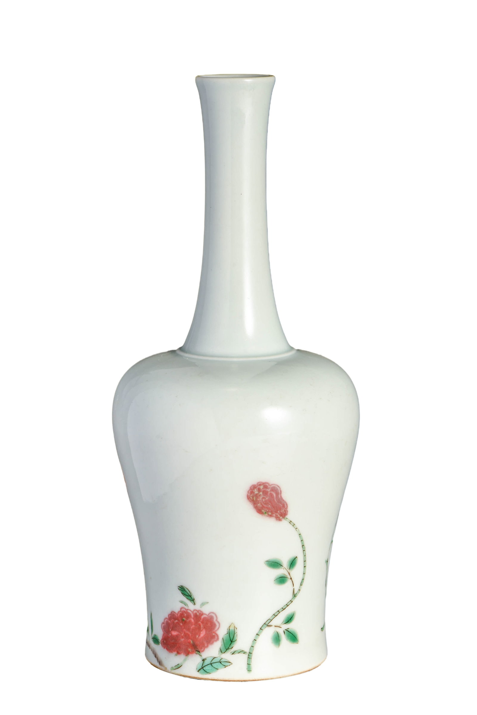A FAMILLE ROSE 'FLORAL' BELL-SHAPED VASE: A FAMILLE ROSE 'FLORAL' BELL-SHAPED VASE Dimensions: Width: 9.5 cm (3.7 in.), Height: 23.0 cm (9.1 in.). All measurements are approximate. From the private collection of Henry D. Whitmore (1910–1982