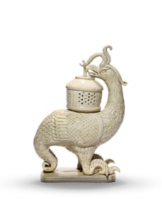 A CELADON-GLAZED PHOENIX SHAPED CENSER