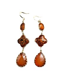 VINTAGE EUROPEAN STYLE GEMSTONE AMBER DROP EARRINGS