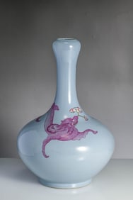 A SKY-BLUE GLAZE WITH RUBY-RED 'DRAGON' VASE