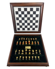 A SET OF SILVER GILDED AND MARBLE CHESS