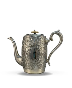 SILVER FLAT-BOTTOMED TEA POT