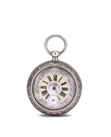 ANTIQUE POCKET WATCH WITH A CARVED MOVEMENT FROM A FRENCH CASTLE, ENCASED IN A SILVER SHELL