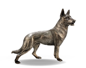 SILVER GERMAN SHEPHERD DOG DESKTOP ORNAMENT